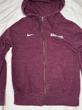 Nike Maroon Heather Full-Zip Hoodie with Harvard Logo